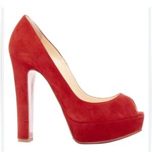 Christian Louboutin Red Peep-Toe Platform Heels